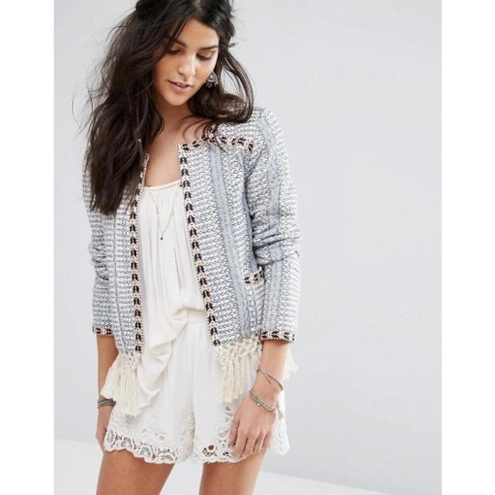 Tularosa Jacket Women’s XS Santa Fa Fringe Macramé Embroidered Bohemian Hippie